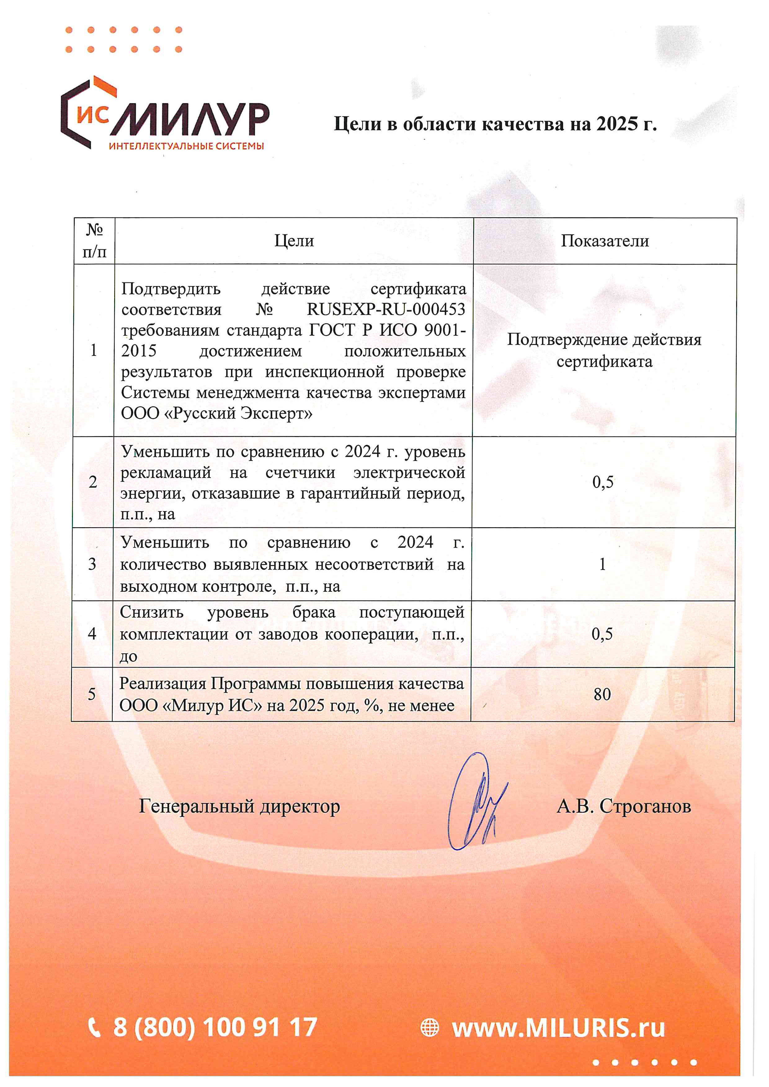 Цели в области качества